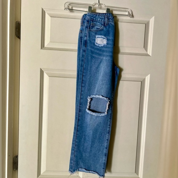 GB Girls Wide Straight Leg Distressed Jeans Size 10 - Picture 11 of 14